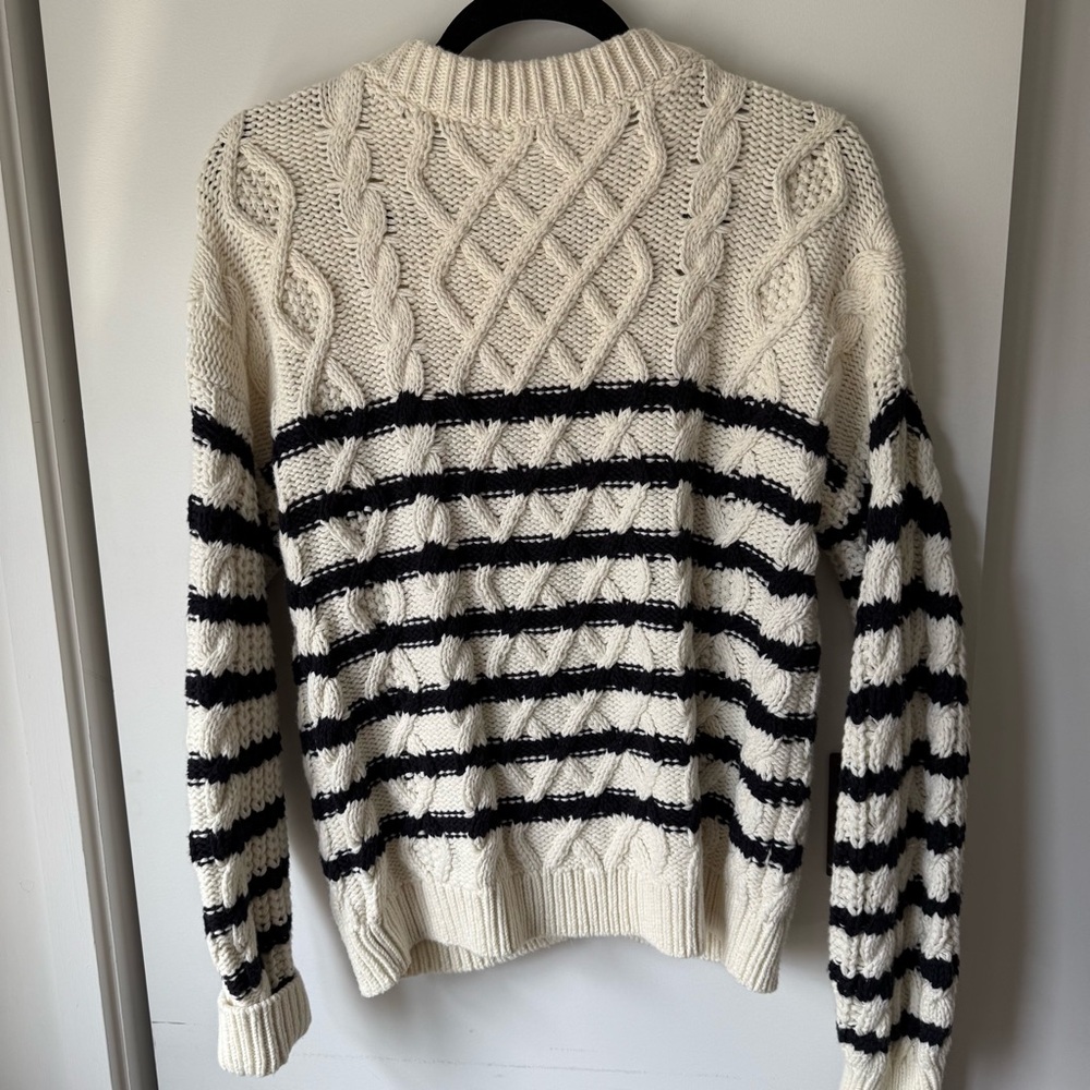 Sezane Sean Cardigan Ecru / Navy - Size S - Picture 5 of 9